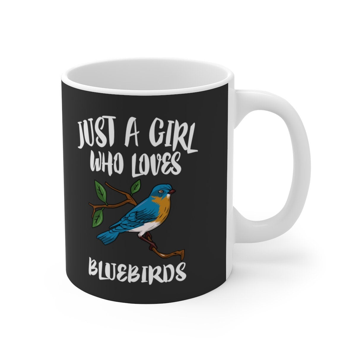 Just A Girl Who Loves Birding Birds Bluebird Tee Coffee Mug, Bird Lover Gift, Birding Animal Mug Image 2