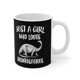 Just A Girl Who Loves Brontosaurus Tee Coffee Mug, Dinosaur Lover Gift, Brontosaurus Animal Mug Image 2