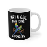 Just A Girl Who Loves Budgies Tee Coffee Mug, Budgie Lover Gift, Budgie Animal Mug Image 1