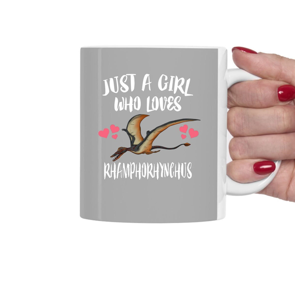Just A Girl Who Loves Rhamphorhynchus Dinosaur Tea Coffee Mug,  Rhamphorhynchus Lover Gift, Pterosaur Flying Dinosaur Animal Mug Image 1