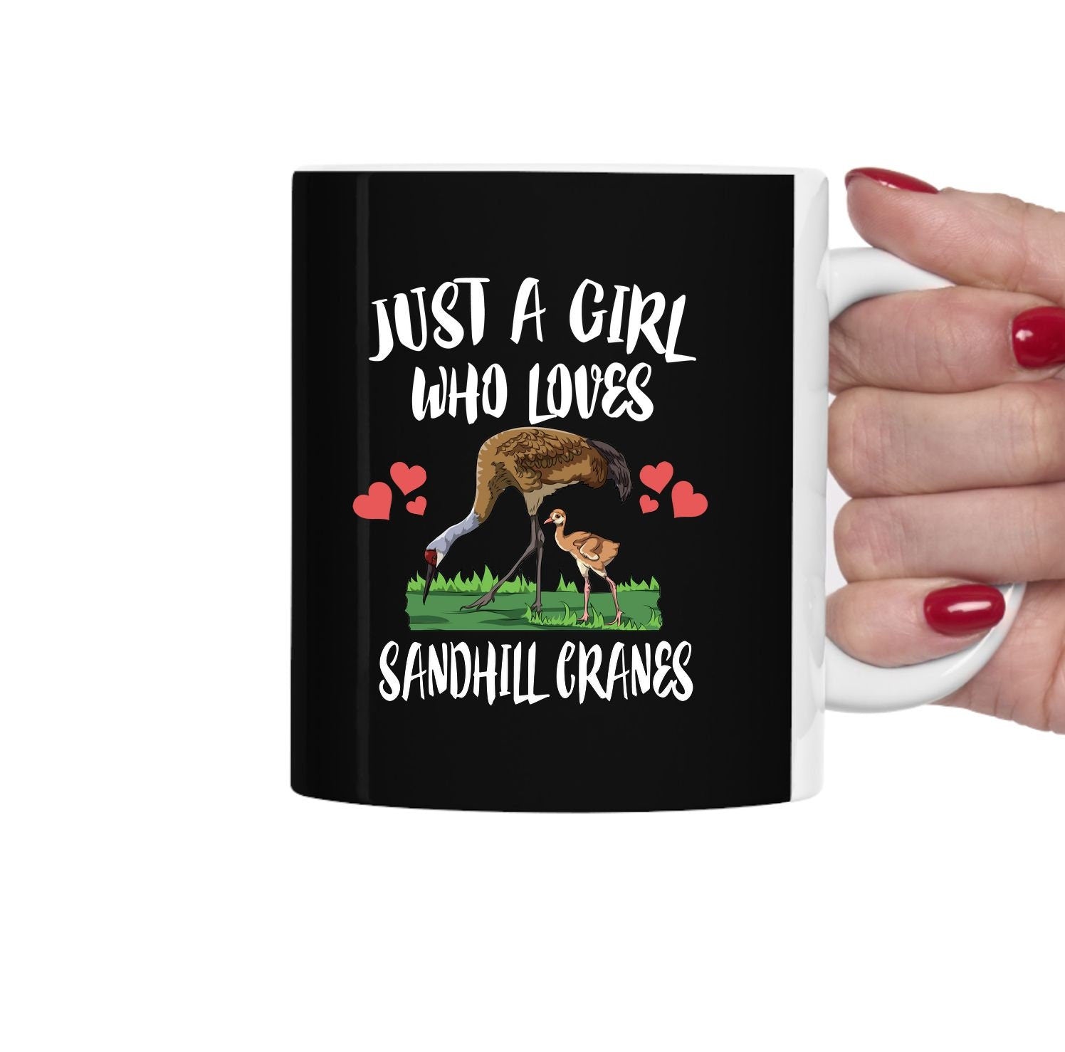 Just A Girl Who Loves Sandhill Cranes Bird Tea Coffee Mug, Sandhill Crane Lover Gift, Crane Birding Animal Mug Image 2
