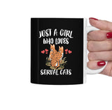 Just A Girl Who Loves Serval Cats Tea Coffee Mug, Serval Cat Lover Gift, Serval Animal Mug Image 1