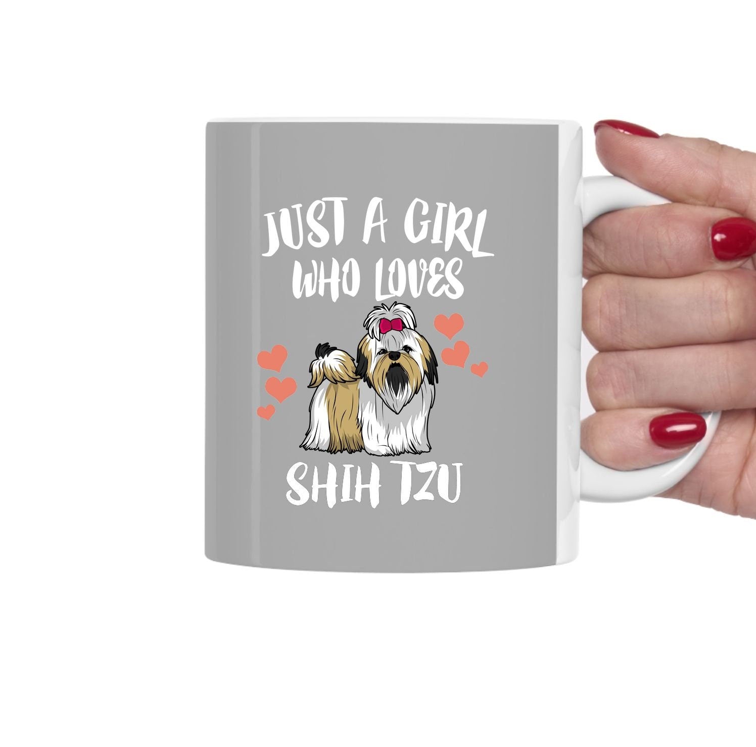 Just A Girl Who Loves Shih Tzu Dogs Tea Coffee Mug, Shih Tzu Dog Lover Gift, Shih Tzu Animal Mug Image 2