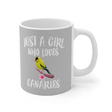 Just A Girl Who Loves Canaries Tee Coffee Mug, Canary Lover Gift, Canary Animal Mug Image 2
