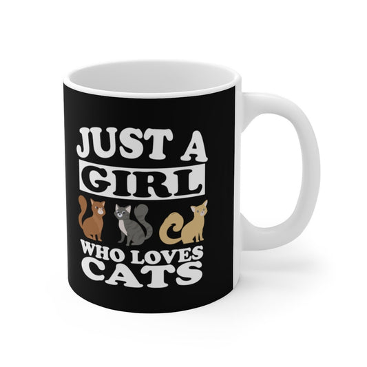 Just A Girl Who Loves Cats Coffee Mug - cat print design