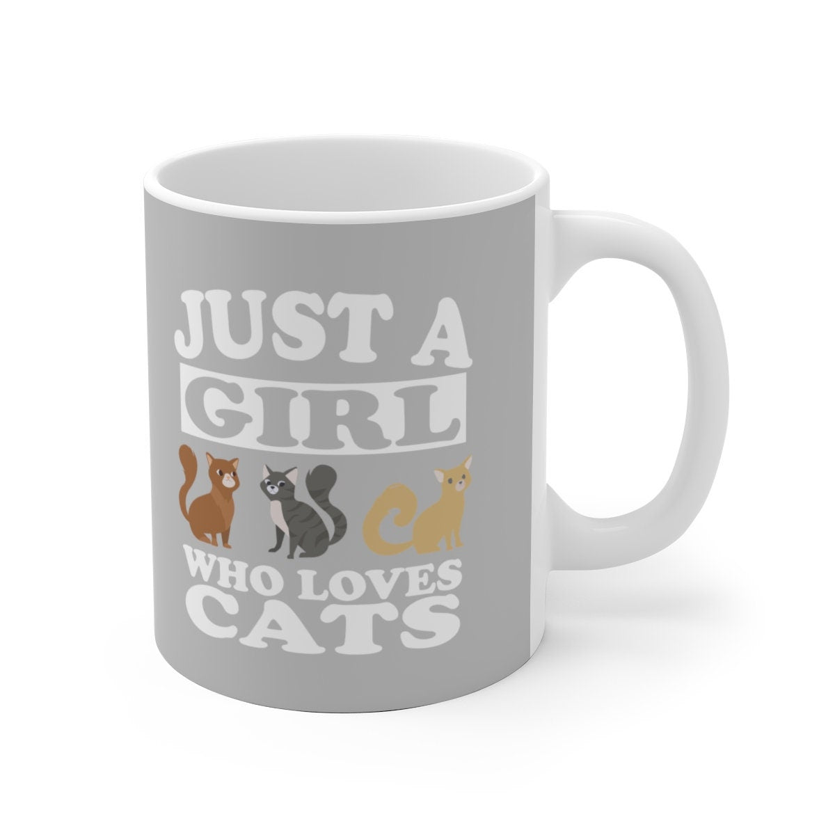 Just A Girl Who Loves Cats Tee Coffee Mug, Cat Lover Gift, Cat Animal Mug Image 2