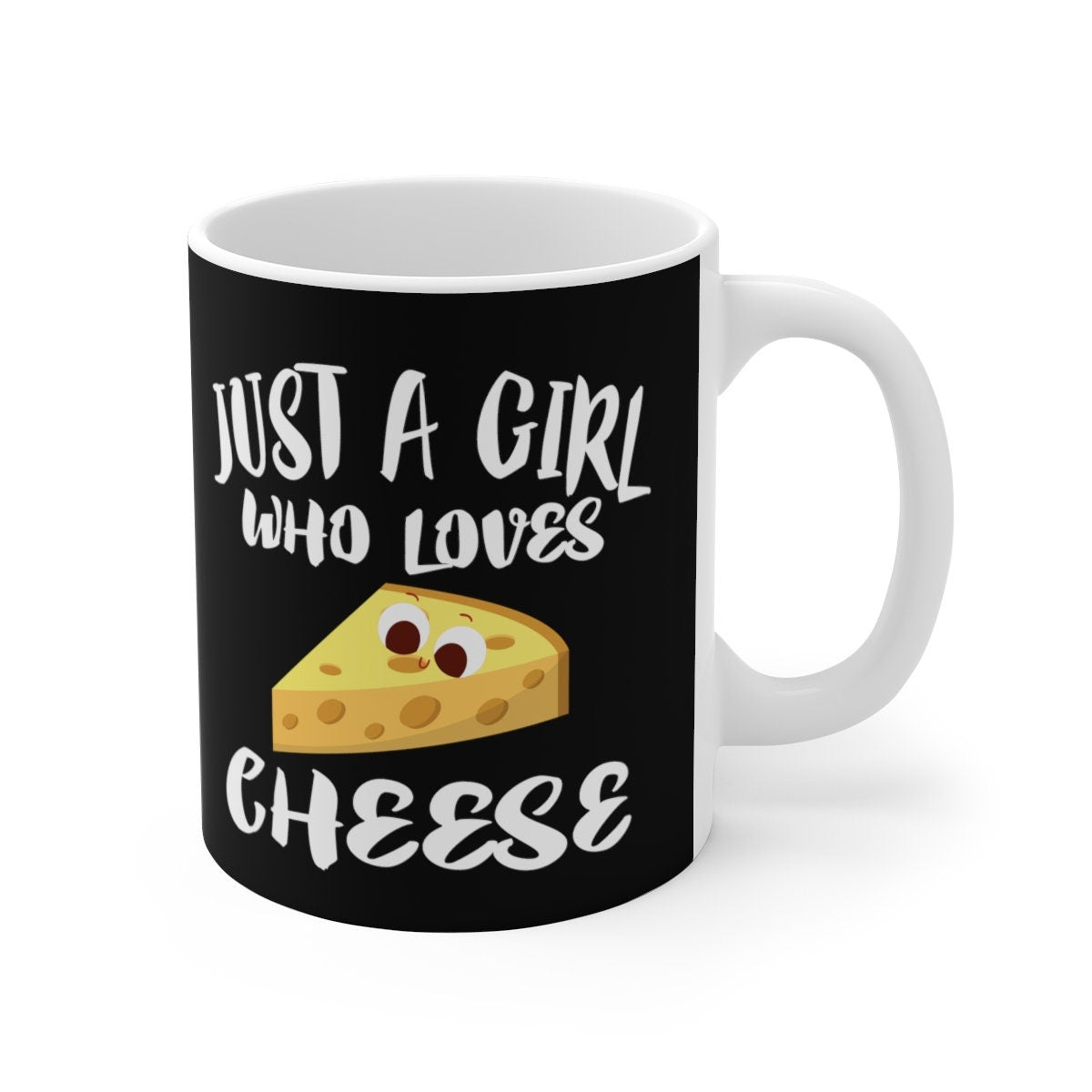Just A Girl Who Loves Cheese Tee Coffee Mug, Cheese Lover Gift, Cheese Mug Image 1