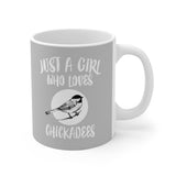 Just A Girl Who Loves Birding Birds Chickadees Tee Coffee Mug, Chickadees Lover Gift, Birding Animal Mug Image 2
