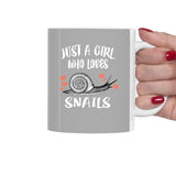Just A Girl Who Loves Snails Tea Coffee Mug, Snail Lover Gift, Snail Animal Mug Image 2