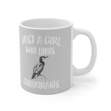 Just A Girl Who Loves Cormorants Tee Coffee Mug, Cormorant Lover Gift, Cormorant Bird Animal Mug Image 1