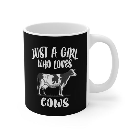 Just A Girl Who Loves Cows Coffee Mug - cow print design
