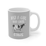 Just A Girl Who Loves Cows Tee Coffee Mug, Cow Lover Gift, Cow Animal Mug Image 2