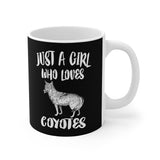 Just A Girl Who Loves Coyotes Tee Coffee Mug, Coyote Lover Gift, Coyote Animal Mug Image 1