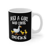 Just A Girl Who Loves Ducks Tee Coffee Mug, Duck Lover Gift, Duck Animal Mug Image 1