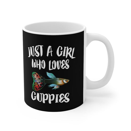 Just A Girl Who Loves Guppies Coffee Mug - guppy print design