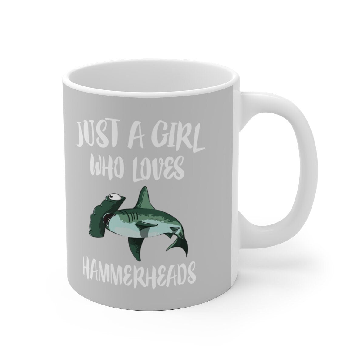 Just A Girl Who Loves Hammerheads Shark Tee Coffee Mug, Shark Lover Gift, Hammerhead Animal Mug Image 2