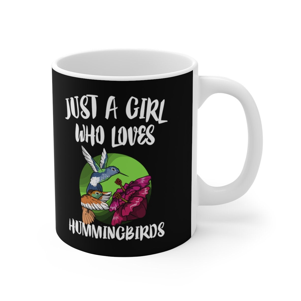 Just A Girl Who Loves Hummingbirds Bird Tee Coffee Mug, Hummingbird Lover Gift, Birding Animal Mug Image 2