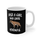 Just A Girl Who Loves Hyenas Tee Coffee Mug, Hyena Lover Gift, Hyena Animal Mug Image 1