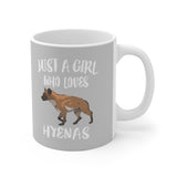 Just A Girl Who Loves Hyenas Tee Coffee Mug, Hyena Lover Gift, Hyena Animal Mug Image 2