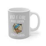 Just A Girl Who Loves Kingfishers Bird  Tee Coffee Mug, Kingfisher Lover Gift, Birding Animal Mug Image 2