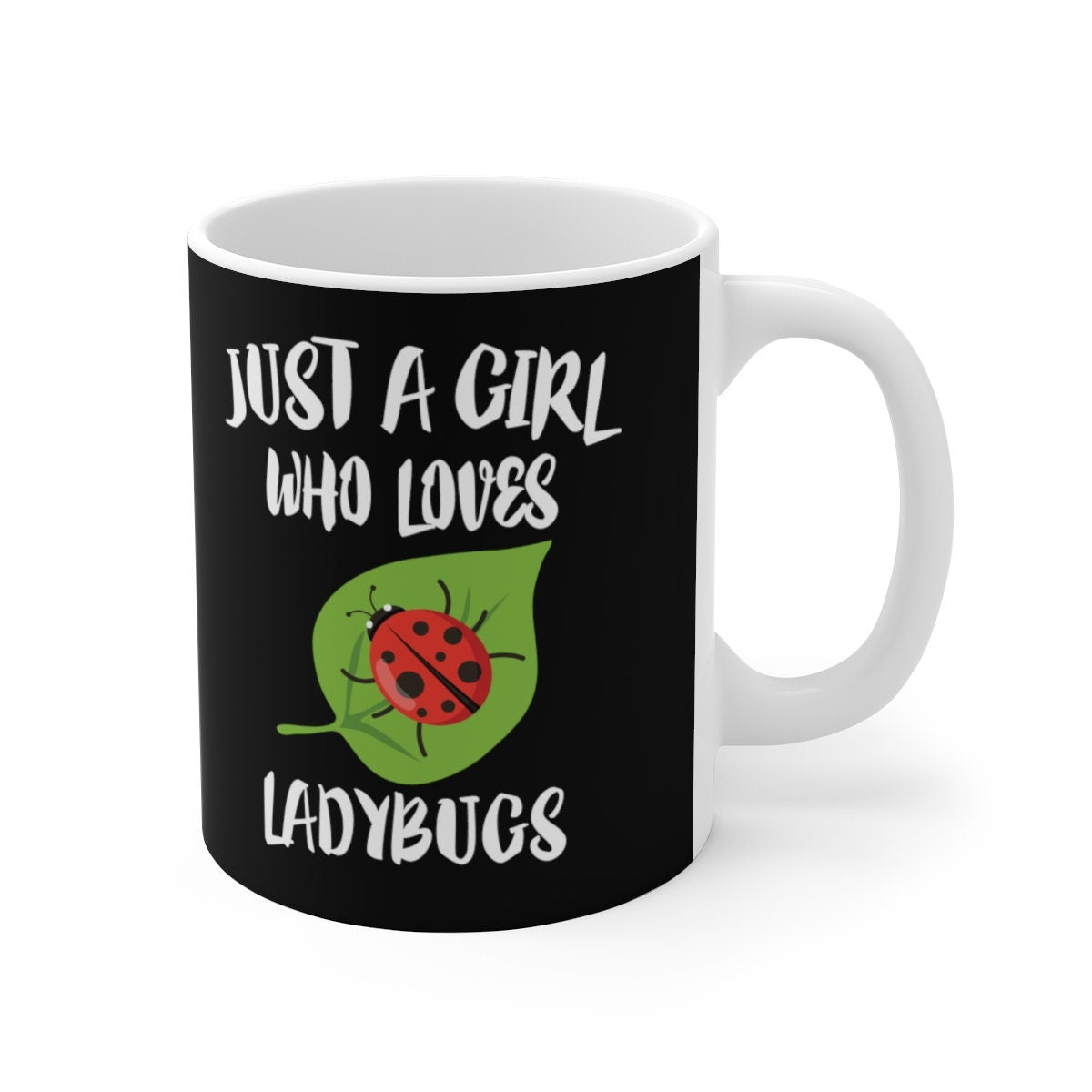 Just A Girl Who Loves Ladybugs Tee Coffee Mug, Ladybug Lover Gift, Ladybug Animal Mug Image 1