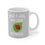 Just A Girl Who Loves Ladybugs Tee Coffee Mug, Ladybug Lover Gift, Ladybug Animal Mug Image 2