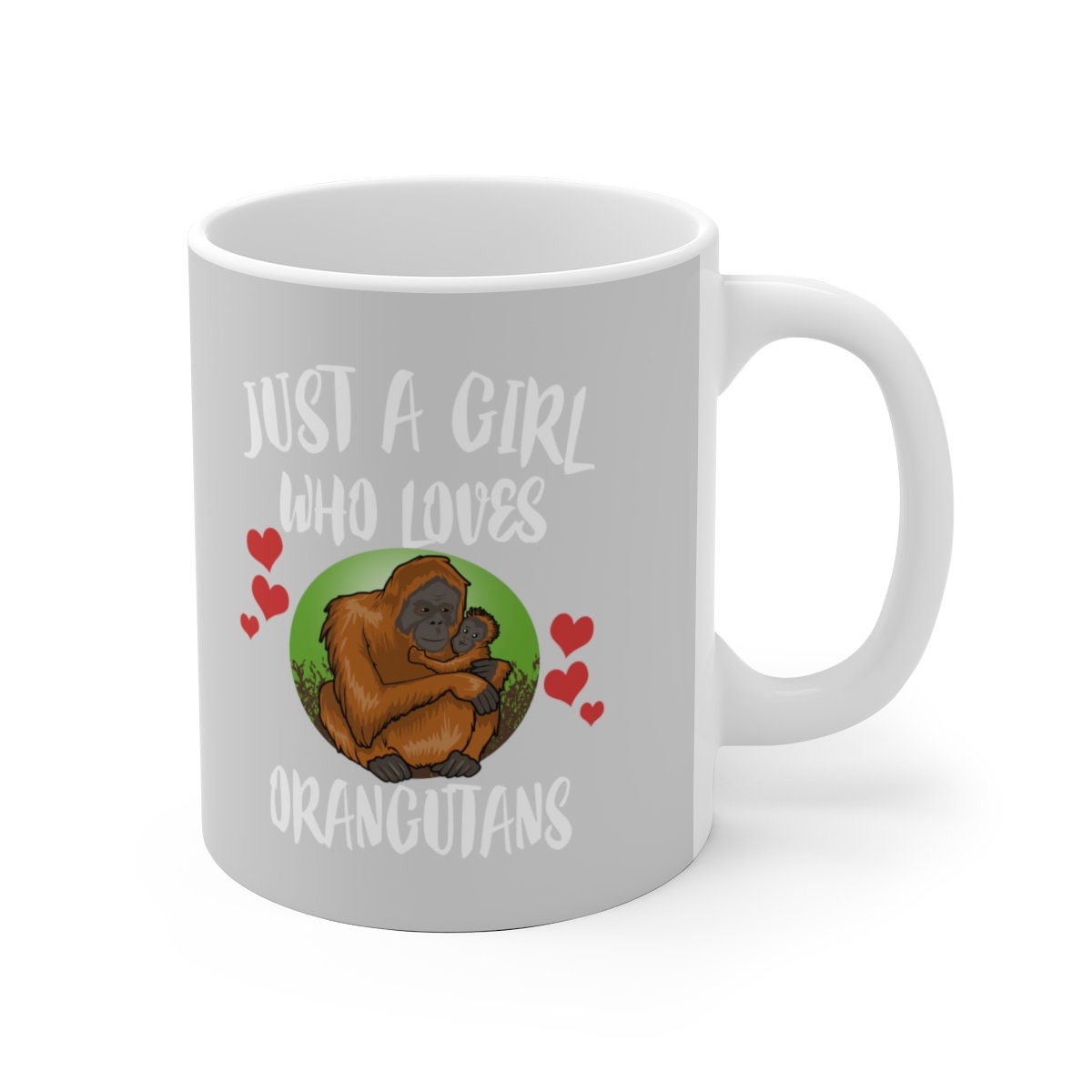 Just A Girl Who Loves Orangutans Tee Coffee Mug, Orangutan Lover Gift, Orangutan Animal Mug Image 2