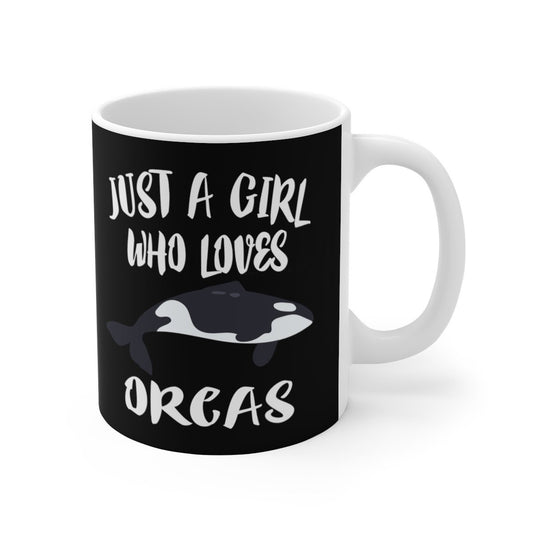Just A Girl Who Loves Orcas Coffee Mug - orca print design