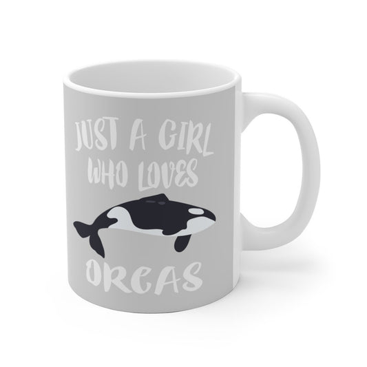 Just A Girl Who Loves Orcas Coffee Mug - orca print design