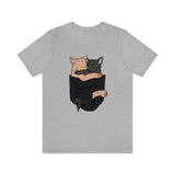 Cats Hugging In Pocket Love Shirt, Cat Lover Shirt, Cute Cat Shirt, Cat Funny Shirt, Girl Boy Cat Lover Gift, Cat Girl T-Shirt Image 3