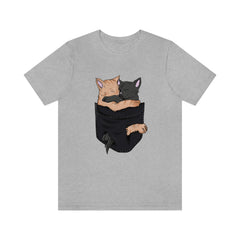 Cats Hugging In Pocket Shirt - hugging cats pocket print design