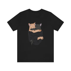 Cats Hugging In Pocket Shirt - hugging cats pocket print design
