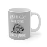 Just A Girl Who Loves Porcupines Tee Coffee Mug, Porcupine Lover Gift, Porcupine Animal Mug Image 1
