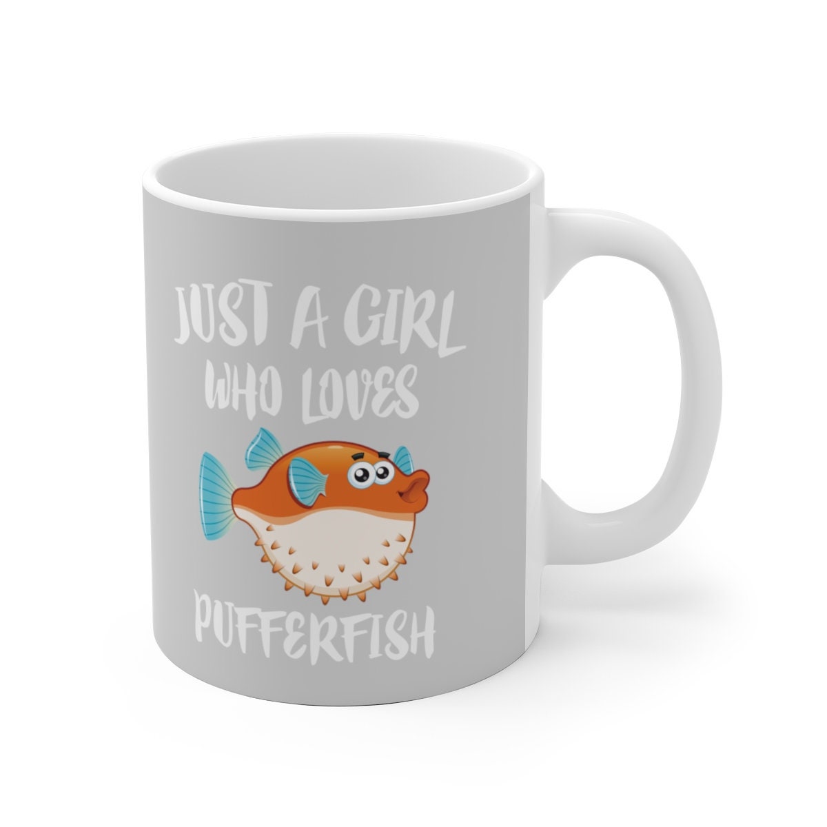 Just A Girl Who Loves Pufferfish Tee Coffee Mug, Pufferfish Lover Gift, Pufferfish Animal Mug Image 2