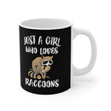 Just A Girl Who Loves Raccoons Tee Coffee Mug, Raccoon Lover Gift, Raccoon Animal Mug Image 1