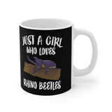 Just A Girl Who Loves Rhino Beetles Tee Coffee Mug, Rhino Beetle Lover Gift, Rhino Beetle Animal Mug Image 2