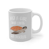 Just A Girl Who Loves Sea Turtles Tee Coffee Mug, Sea Turtle Lover Gift, Sea Turtle Animal Mug Image 2
