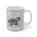 Just A Girl Who Loves Snow Leopards Tee Coffee Mug, Snow Leopard Lover Gift, Snow Leopard Animal Mug Image 2