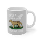 Just A Girl Who Loves Tasmanian Tigers Tee Coffee Mug, Tasmanian Tiger Lover Gift, Tasmanian Tiger Animal Mug Image 2