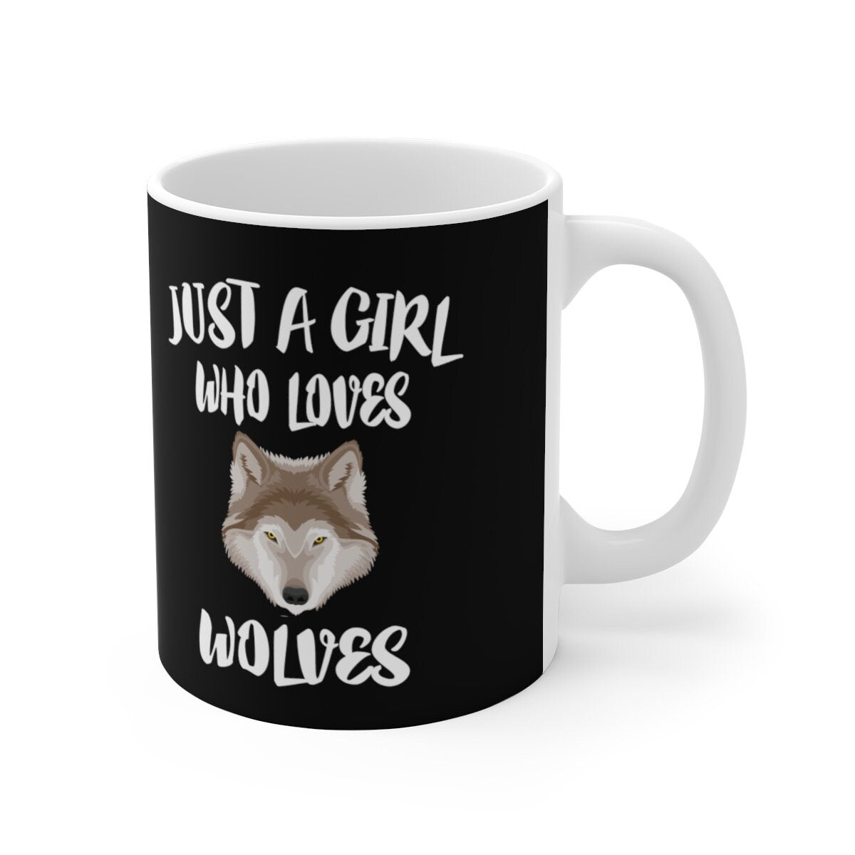 Just A Girl Who Loves Wolves Tee Coffee Mug, Wolf Lover Gift, Wolf Animal Mug Image 1
