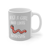 Just A Girl Who Loves Worms Tee Coffee Mug, Worm Lover Gift, Worm Animal Mug Image 2