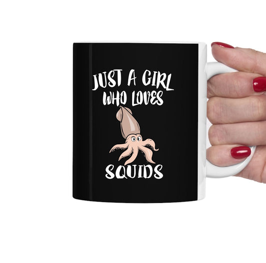 Just A Girl Who Loves Squids Coffee Mug - squid print design