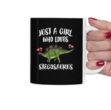 Just A Girl Who Loves Stegosaurus Dinosaur Tea Coffee Mug, Stegosaurus Lover Gift, Stegosaurus Animal Mug Image 2