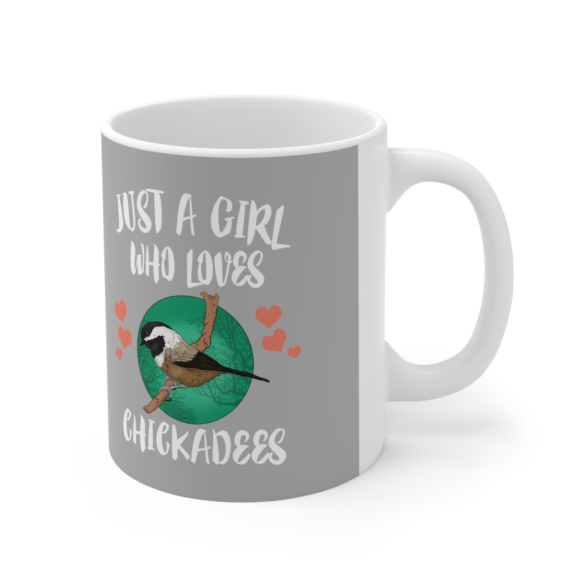 Just A Girl Who Loves Chickadees Tee Coffee Mug, Chickadee Bird Lover Gift, Birding Animal Mug Image 2