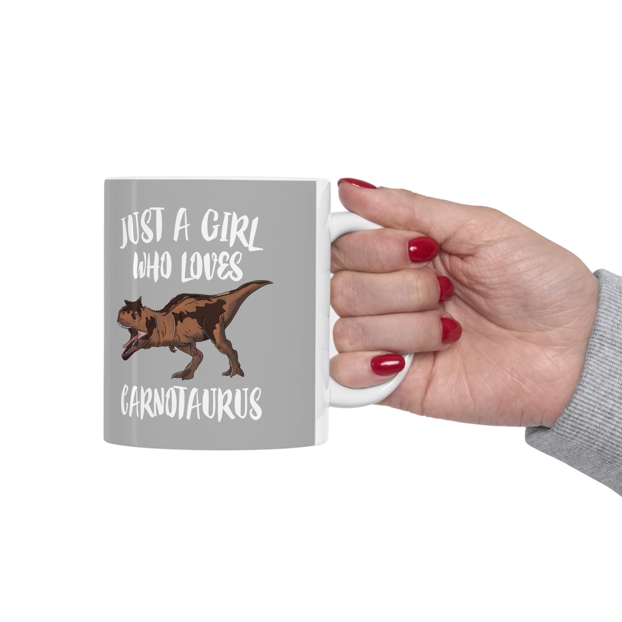 Just A Girl Who Loves Carnotaurus Dinosaur Tee Coffee Mug, Carnotaurus Lover Gift, Carnotaurus Animal Mug Image 2