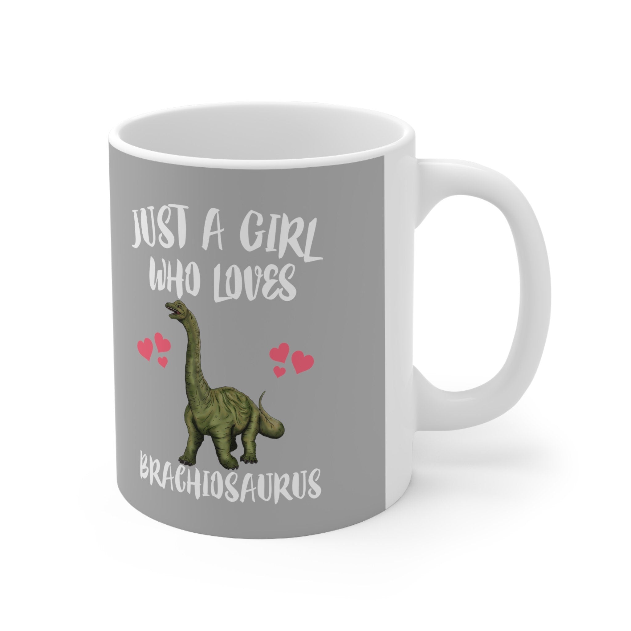 Just A Girl Who Loves Brachiosaurus Dinosaur Tee Coffee Mug, Brachiosaurus Lover Gift, Brachiosaurus Animal Mug Image 1
