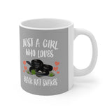 Just A Girl Who Loves Black Rat Snakes Tee Coffee Mug, Black Rat Snake Lover Gift, Snake Animal Mug Image 1