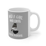 Just A Girl Who Loves Black Phoebes Bird Tee Coffee Mug, Black Phoebe Lover Gift, Birding Animal Mug Image 1