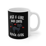 Just A Girl Who Loves Black Cats Tee Coffee Mug, Black Cat Lover Gift, Cat Animal Mug Image 2