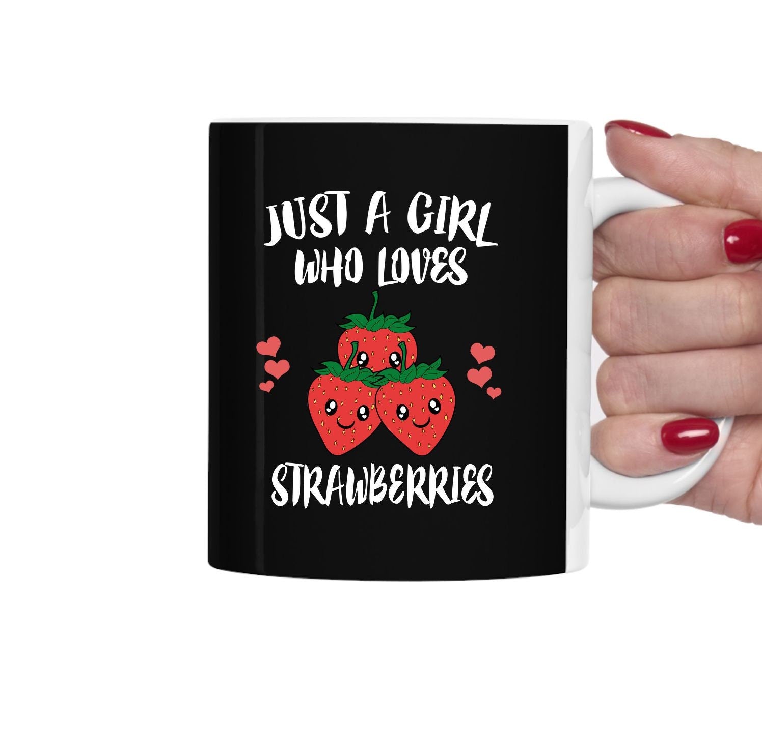Just A Girl Who Loves Strawberries Fruit Tea Coffee Mug, Strawberry Lover Gift, Fruit Mug Image 2